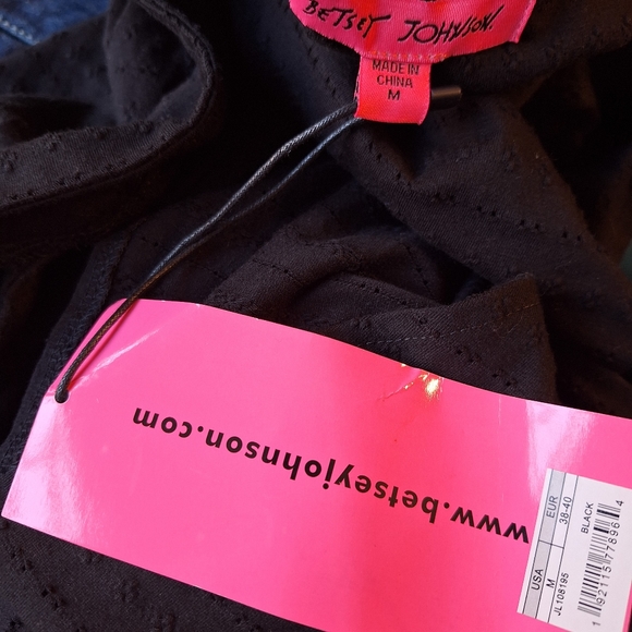 NWT Betsey Johnson dress black eyelet flutter ruffle maxi dress Medium - Picture 9 of 10